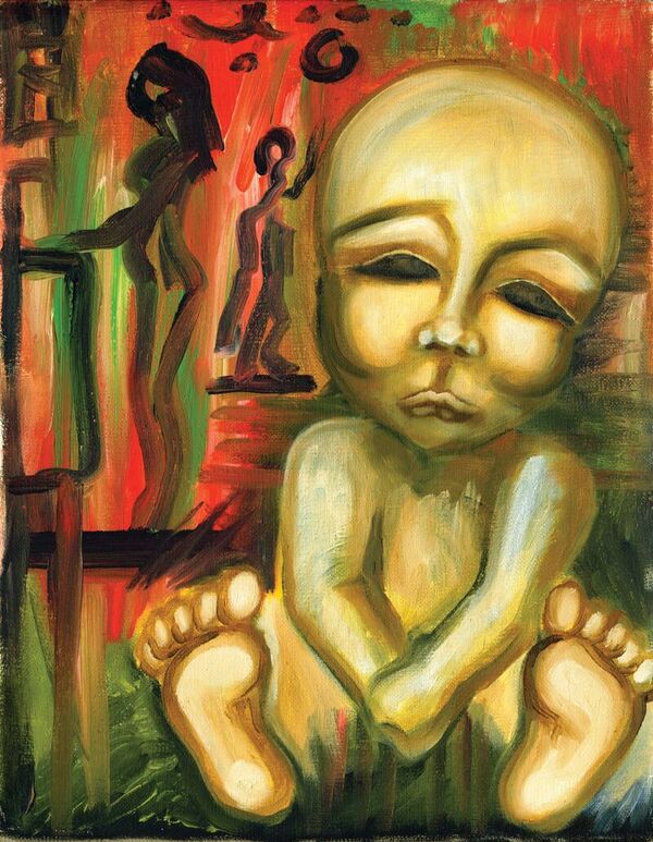Illustration of maternal depression after having child