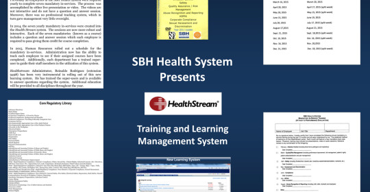 SBH Health System Presents Training and Learning Management System
