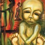 Illustration of maternal depression after having child