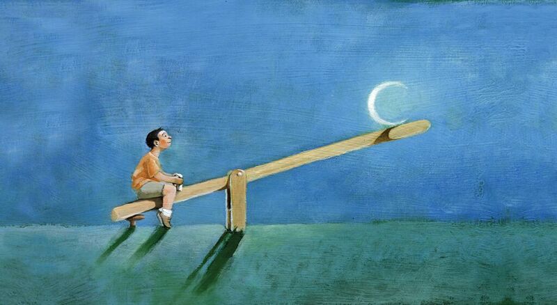 illustration of a child on a seesaw with sleeping problems