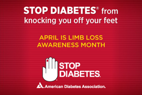 Image from the American Diabetes Association with a hand making a stop sign