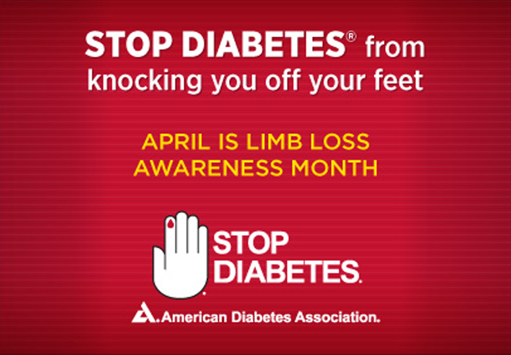 Image from the American Diabetes Association with a hand making a stop sign